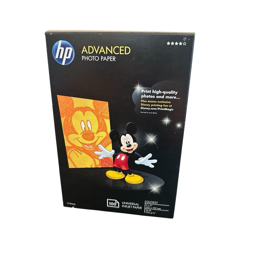 Mickey Mouse HP Advanced Glossy Inkjet Photo‎ Paper 100 Sheets 4 x 6" NEW
